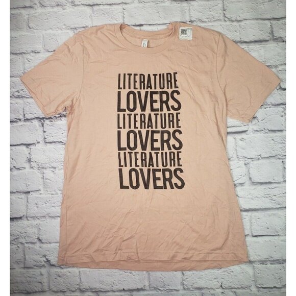 NWOT SCREEN PRINTED GRAPHIC TEE SIZE LARGE LITERATURE LOVER & RUV N' WHITTY - Picture 1 of 5